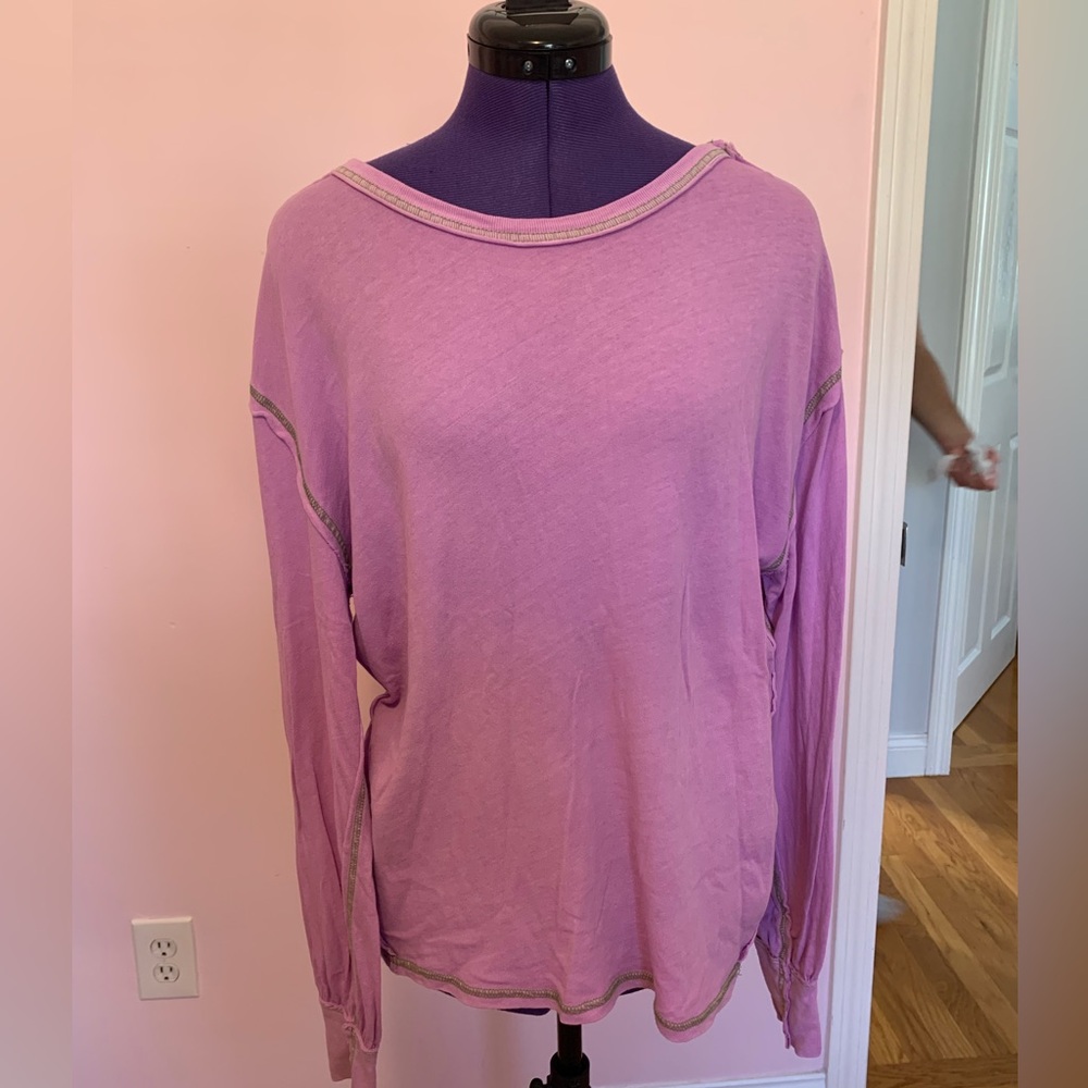 We The Free Long Sleeve Visible Contrast Sewn Trim